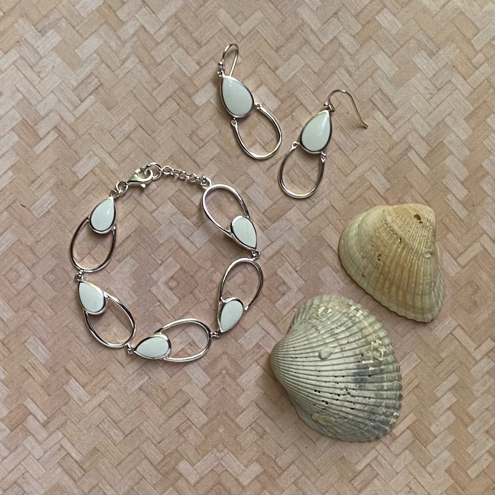 Thailand Sterling Bracelet & Pierced Earring Set